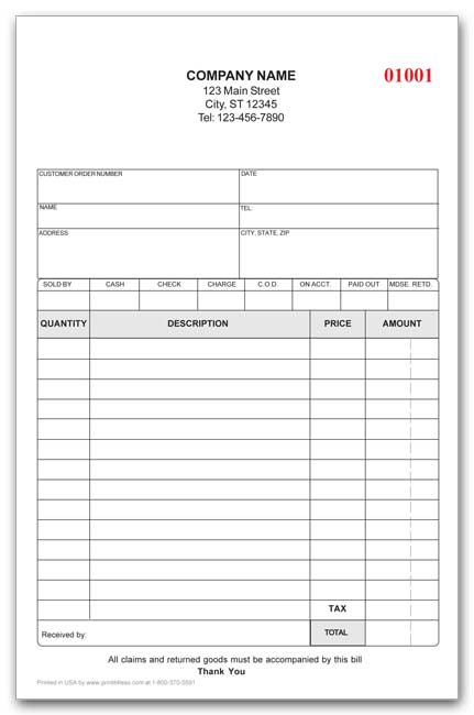 Apparel Sales Receipt Invoices
