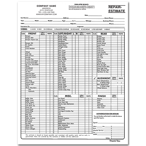 Auto Body Shop Forms