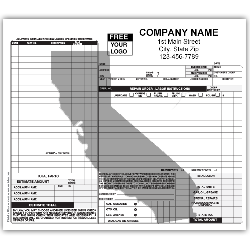 California Auto Repair Forms