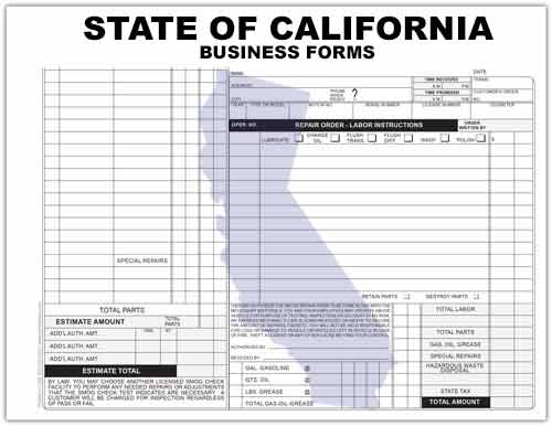 State of California Business Forms