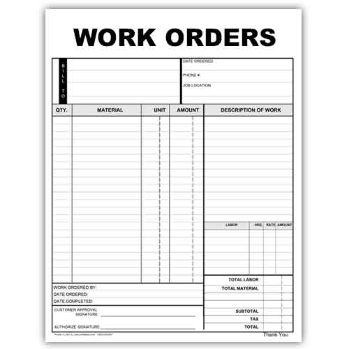 Work Order Forms