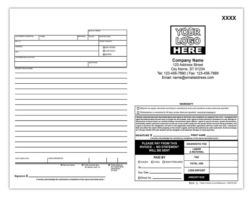 Plumbing Order Invoice