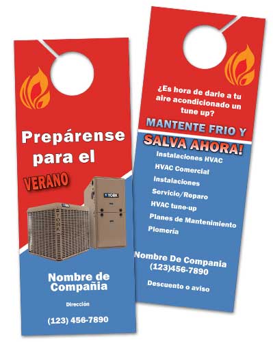 HVAC Door Hanger in Spanish -2 sided