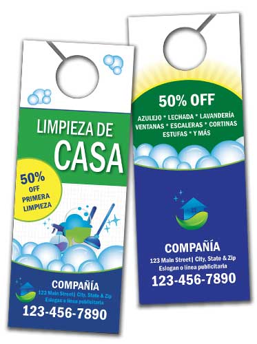 Home Cleaning Door Hanger in Spanish – 2 sided