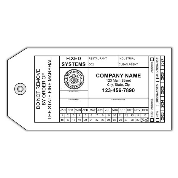 California Fire Sprinkler Tags