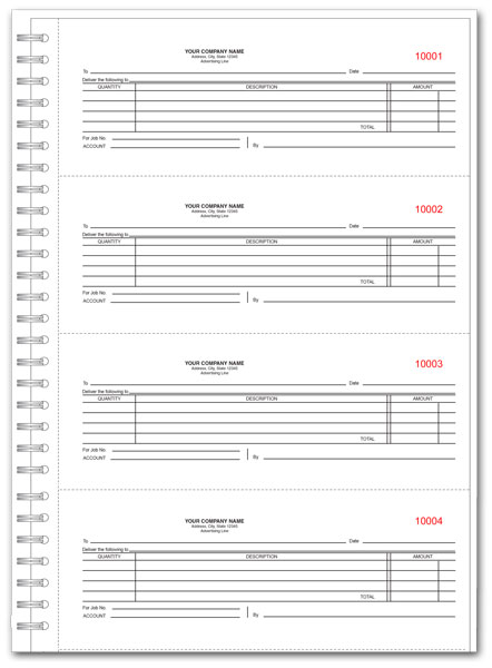 Custom Purchase Order Book – 4 up