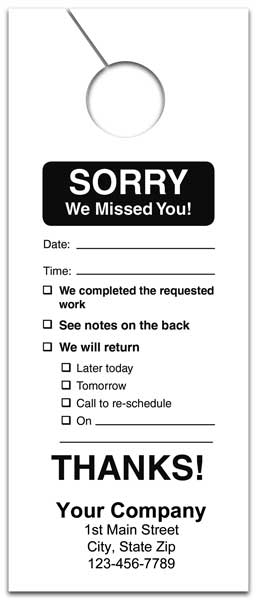Sorry We Missed You Door Hanger Style