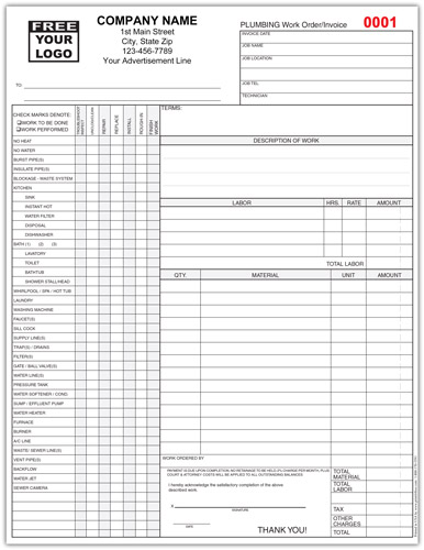 Plumbing Invoice Form 665B