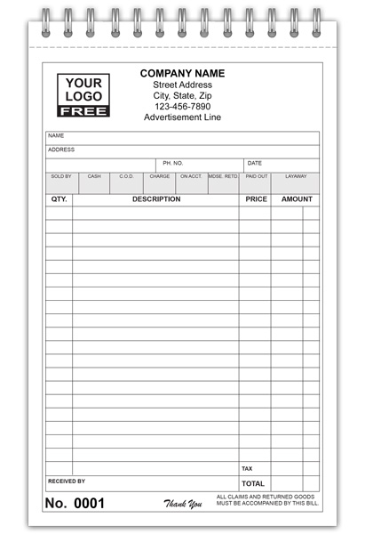 Sales Receipt Booklet -Small
